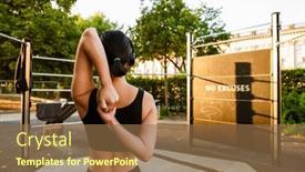  Presentation with playground - Slide set consisting of young-asian-woman-doing-exercise background and a tawny brown colored foreground