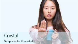  Presentation with young sing woman singing young - Slides consisting of young asian woman drinking coffee background and a  colored foreground