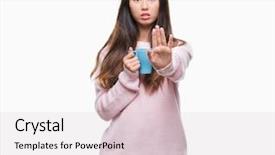  Presentation with coffee recucle - Presentation theme enhanced with young asian woman drinking coffee background and a  colored foreground