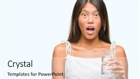  Presentation with child drinking water from glass - Cool new slides with young asian woman drinking glass backdrop and a  colored foreground