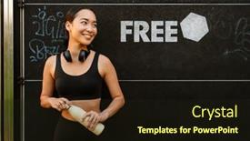  Presentation with workout - Presentation design consisting of young-asian-woman-drinking-water background and a wine colored foreground