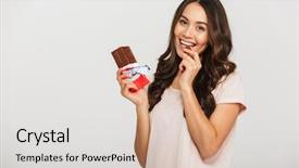  Presentation with white chocolate - Amazing theme having young asian woman eating chocolate backdrop and a lemonade colored foreground