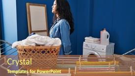  Presentation with clothes - Theme with young-asian-woman-hanging-clothes background and a  colored foreground