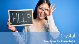  Presentation with text message - Presentation consisting of young-asian-woman-holding-blackboard background and a teal colored foreground