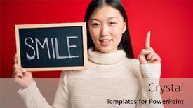  Presentation with question word - Slide set featuring young-asian-woman-holding-blackboard background and a soft green colored foreground