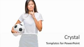  Presentation with thinking brain - PPT layouts featuring young asian woman holding football background and a white colored foreground