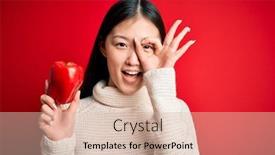  Presentation with healthy - Colorful presentation theme enhanced with young-asian-woman-holding-healthy backdrop and a lemonade colored foreground