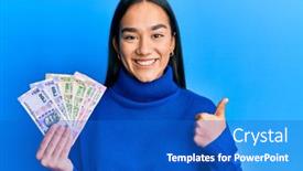  Presentation with indian woman - Presentation theme featuring young-asian-woman-holding-indian background and a cobalt blue colored foreground