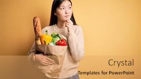  Presentation with yellow paper - Slide deck featuring young-asian-woman-holding-paper background and a yellow colored foreground