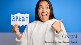  Presentation with brexit - PPT theme having young-asian-woman-holding-paper background and a lemonade colored foreground