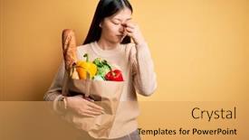  Presentation with yellow paper - PPT layouts consisting of young-asian-woman-holding-paper background and a yellow colored foreground