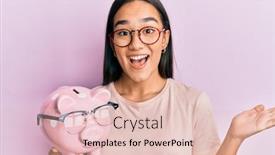  Presentation with piggy bank - Colorful presentation design enhanced with young-asian-woman-holding-piggy backdrop and a lemonade colored foreground