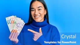  Presentation with singapore - Presentation design featuring young-asian-woman-holding-singapore background and a cobalt blue colored foreground