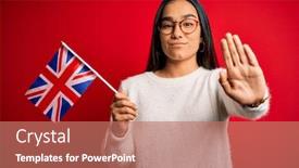  Presentation with brexit - Presentation enhanced with young-asian-woman-holding-united background and a coral colored foreground