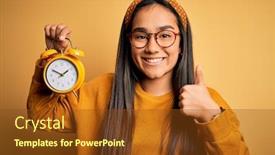  Presentation with vintage clock - Slide set featuring young-asian-woman-holding-vintage background and a tawny brown colored foreground