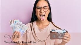  Presentation with swedish - Amazing slide deck having young-asian-woman-holding-vintage backdrop and a coral colored foreground