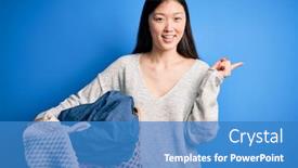  Presentation with wicker - Slide deck consisting of young-asian-woman-holding-wicker background and a teal colored foreground