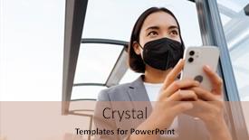  Presentation with bus station - Theme with young-asian-woman-in-medical background and a coral colored foreground