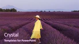  Presentation with flower woman - Audience pleasing slide set consisting of young asian woman in yellow backdrop and a tawny brown colored foreground