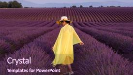  Presentation with flower woman - Presentation design featuring young asian woman in yellow background and a tawny brown colored foreground