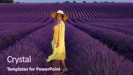  Presentation with flower woman - Amazing presentation design having young asian woman in yellow backdrop and a wine colored foreground