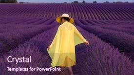  Presentation with purple teal yellow pink and orange - Presentation design with young asian woman in yellow background and a wine colored foreground