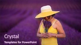  Presentation with flower woman - Colorful presentation theme enhanced with young asian woman in yellow backdrop and a violet colored foreground