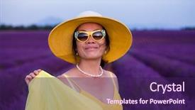  Presentation with new orleans yellow and purple - Audience pleasing presentation design consisting of young asian woman in yellow backdrop and a violet colored foreground