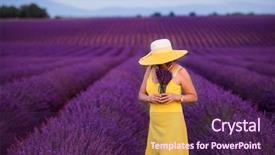  Presentation with flower woman - Amazing presentation theme having young asian woman in yellow backdrop and a  colored foreground