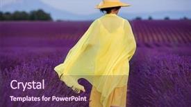  Presentation with flower woman - Presentation consisting of young asian woman in yellow background and a  colored foreground