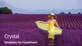  Presentation with flower woman - Presentation with young asian woman in yellow background and a violet colored foreground