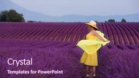  Presentation with flower woman - PPT theme consisting of young asian woman in yellow background and a violet colored foreground