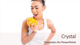  Presentation with healthy living - Presentation consisting of young asian woman living healthy background and a lemonade colored foreground