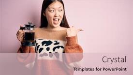  Presentation with coffe - PPT layouts featuring young-asian-woman-making background and a lemonade colored foreground