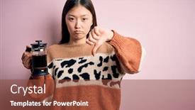  Presentation with coffe - Amazing PPT layouts having young-asian-woman-making backdrop and a tawny brown colored foreground