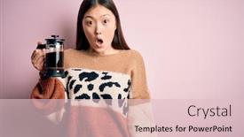  Presentation with coffe - Beautiful presentation theme featuring young-asian-woman-making backdrop and a lemonade colored foreground