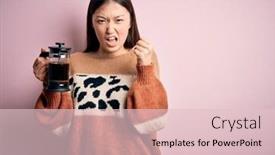  Presentation with coffe - Colorful PPT theme enhanced with young-asian-woman-making backdrop and a lemonade colored foreground