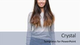  Presentation with asian - Beautiful PPT layouts featuring young asian woman over isolated backdrop and a  colored foreground