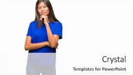  Presentation with asian - Colorful PPT theme enhanced with young asian woman over isolated backdrop and a  colored foreground