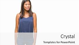  Presentation with face expression recognition - Slides consisting of young asian woman over isolated background and a  colored foreground