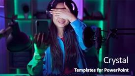  Presentation with video games playing - Theme enhanced with young-asian-woman-playing-video background and a  colored foreground