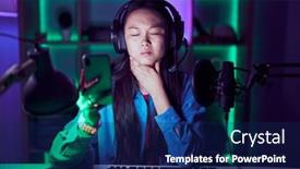  Presentation with infection - PPT theme with young-asian-woman-playing-video background and a navy blue colored foreground