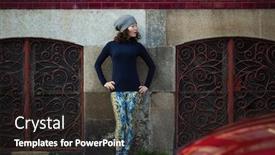  Presentation with multicultural - Colorful PPT theme enhanced with young-asian-woman-poses backdrop and a dark gray colored foreground