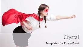 Presentation with superhero - Amazing presentation having young-asian-woman-pretending backdrop and a white colored foreground