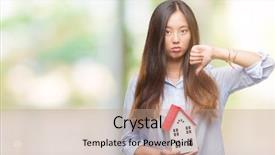  Presentation with asian - Beautiful presentation featuring young asian woman real state backdrop and a  colored foreground