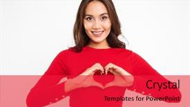  Presentation with hands heart - Beautiful theme featuring young asian woman showing heart backdrop and a red colored foreground