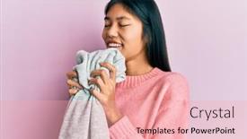  Presentation with laundry - Slides with young-asian-woman-smelling-laundry background and a lemonade colored foreground