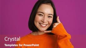  Presentation with asian - PPT theme featuring young-asian-woman-smiling background and a crimson colored foreground