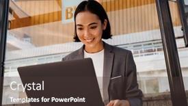  Presentation with bus station - Presentation featuring young-asian-woman-smiling background and a tawny brown colored foreground