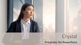  Presentation with uncertainty - Slides having young-asian-woman-standing-near background and a soft green colored foreground